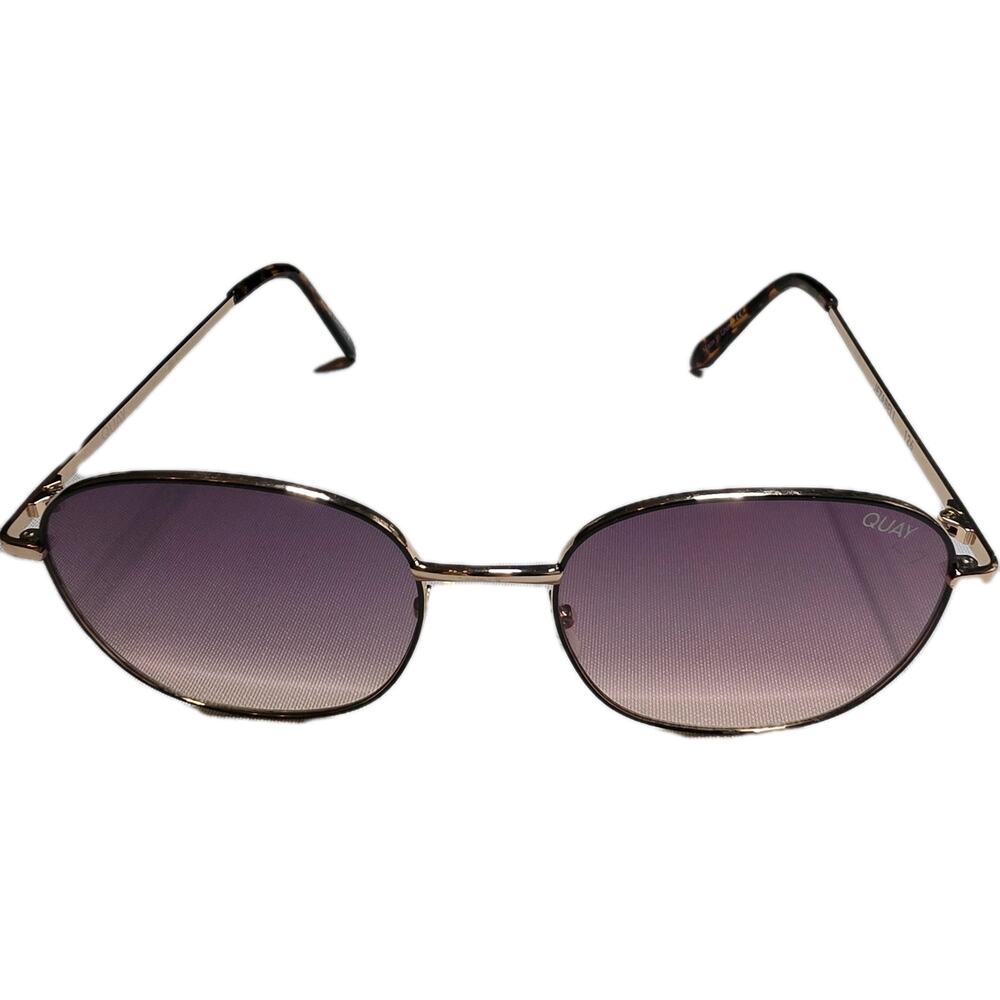 QUAY JEZABELL Round Purple Gradient Sunglasses Tortoiseshell Arms 126mm Logo